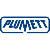 Plumett blue logo with rounded rectangle border and lightning bolt design