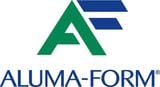 Aluma-Form logo featuring a green and blue geometric A design with company name and registered trademark symbol