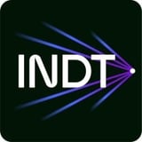 INDT logo with white text and purple arrow design on dark green background