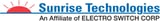 Sunrise Technologies logo with red sun graphic and blue text, affiliate of Electro Switch Corp