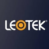 LEOTEK logo with white text and orange circle on dark blue background
